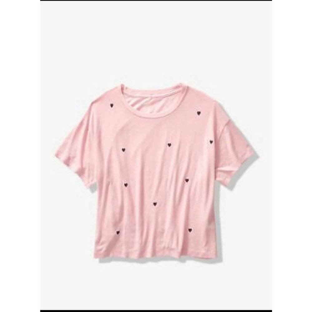 NWT VS PINK HEART GIRLFRIEND CROP TEE sz  L